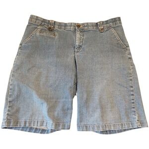 Lee Womens Light‎ Wash Denim Bermuda Shorts Blue Jean Jorts Mid Rise Size 12